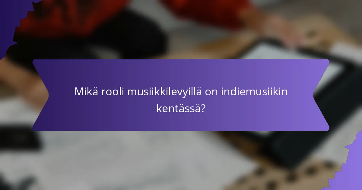 Mikä rooli musiikkilevyillä on indiemusiikin kentässä?