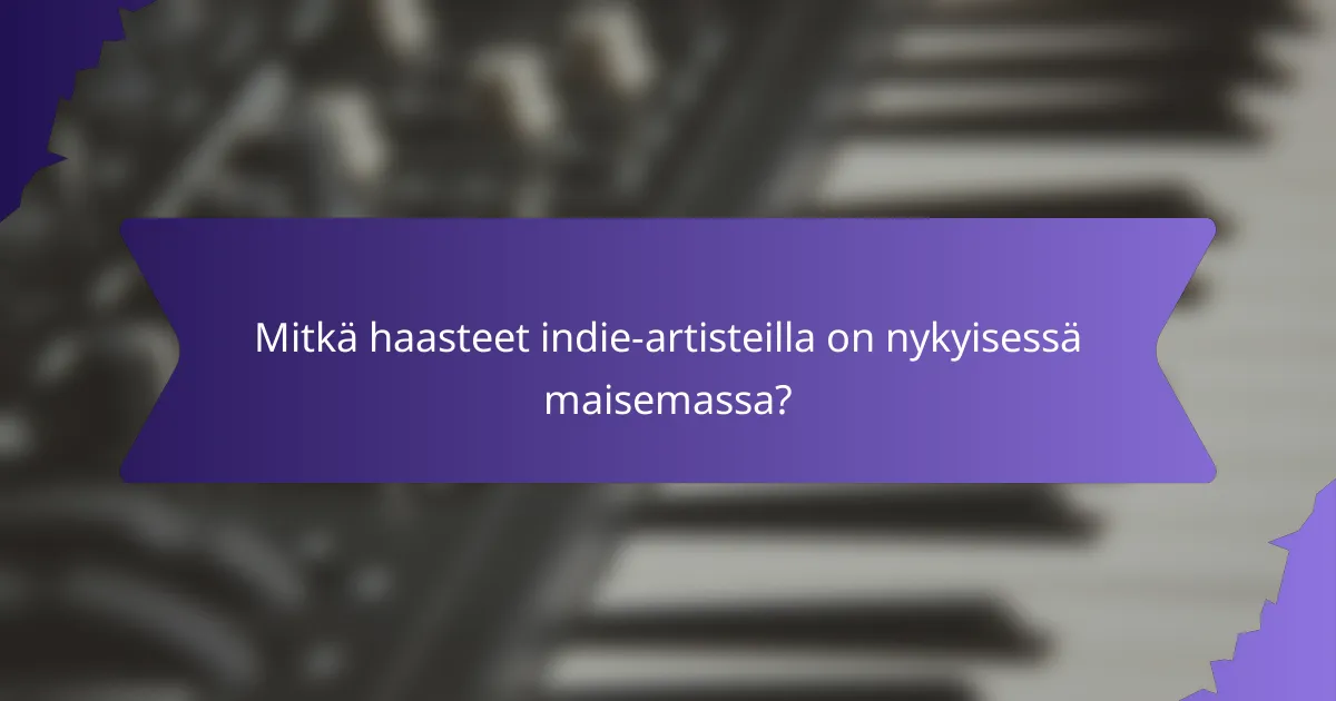 Mitkä haasteet indie-artisteilla on nykyisessä maisemassa?